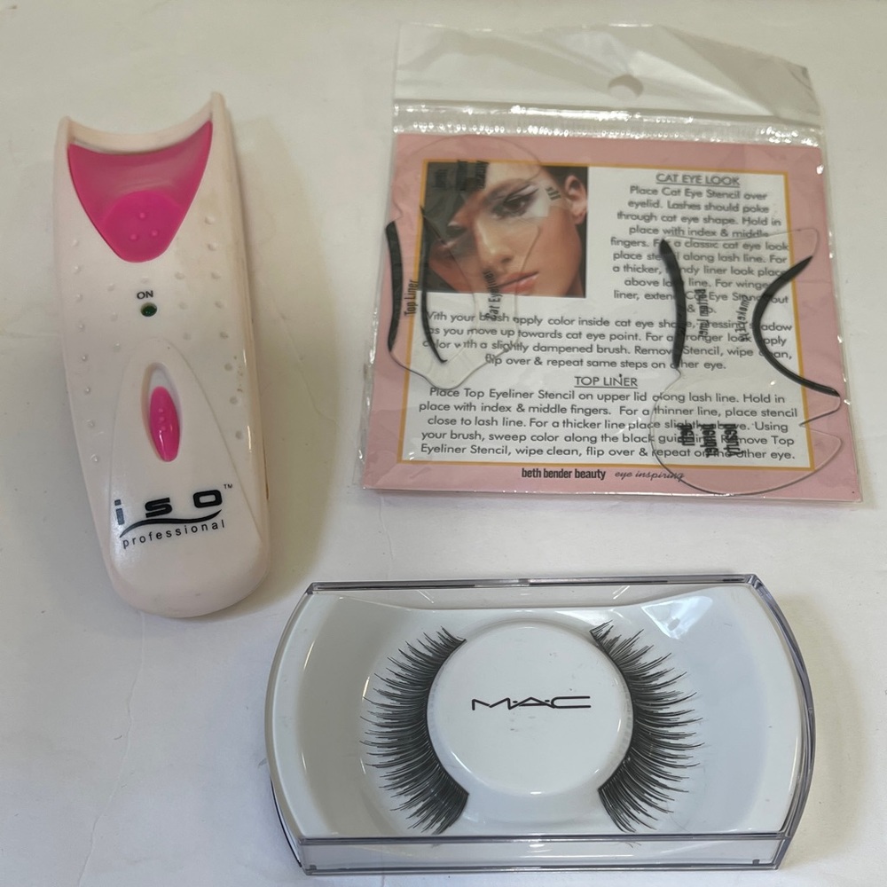 HEATED EYELASH CURLER, NWT MAC EYELASHES, & STENCILS NWT